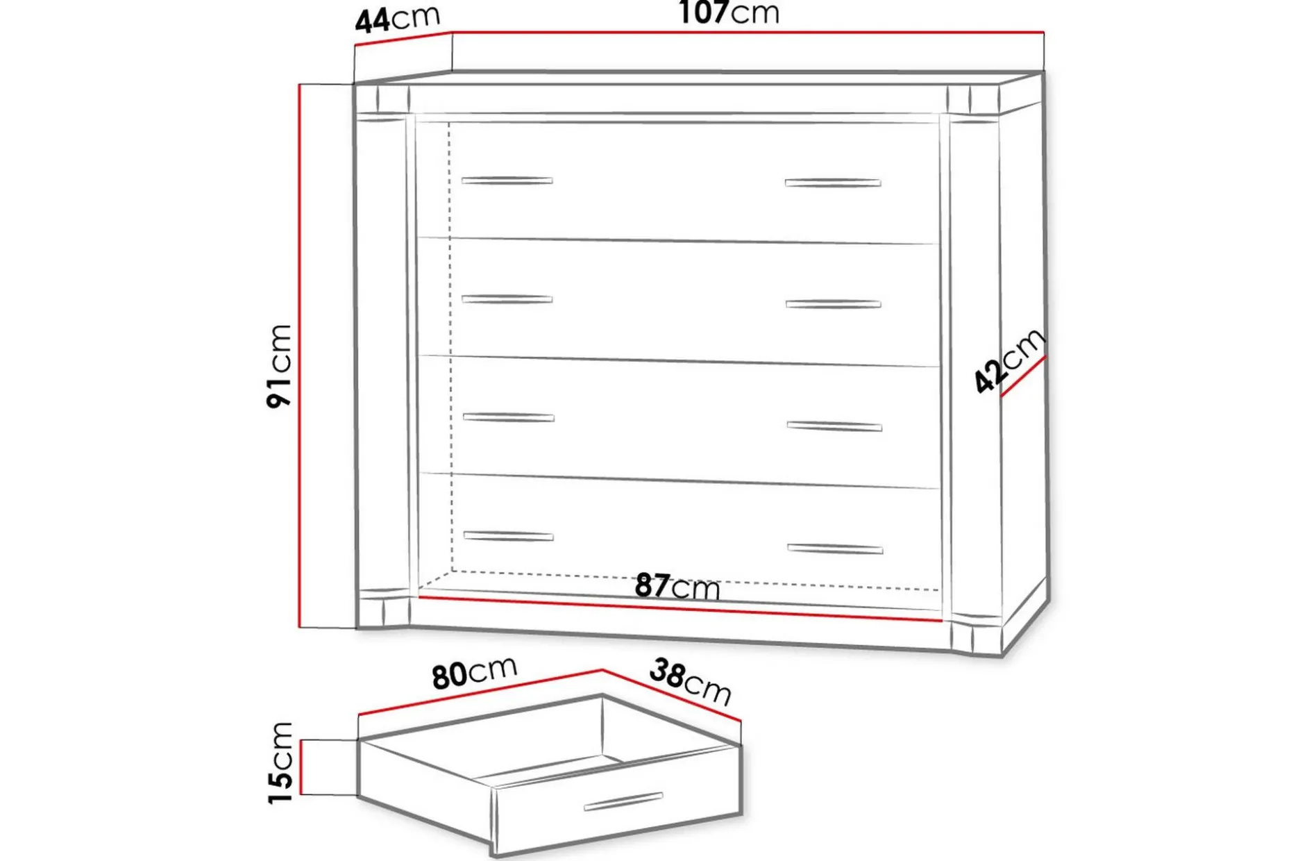 Dallas Skänk 107x43,5x91 cm LED-belysning