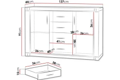 Dallas Skänk 137x43,5x91 cm LED-belysning