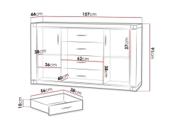Dallas Skänk 157x43,5x91 cm LED-belysning