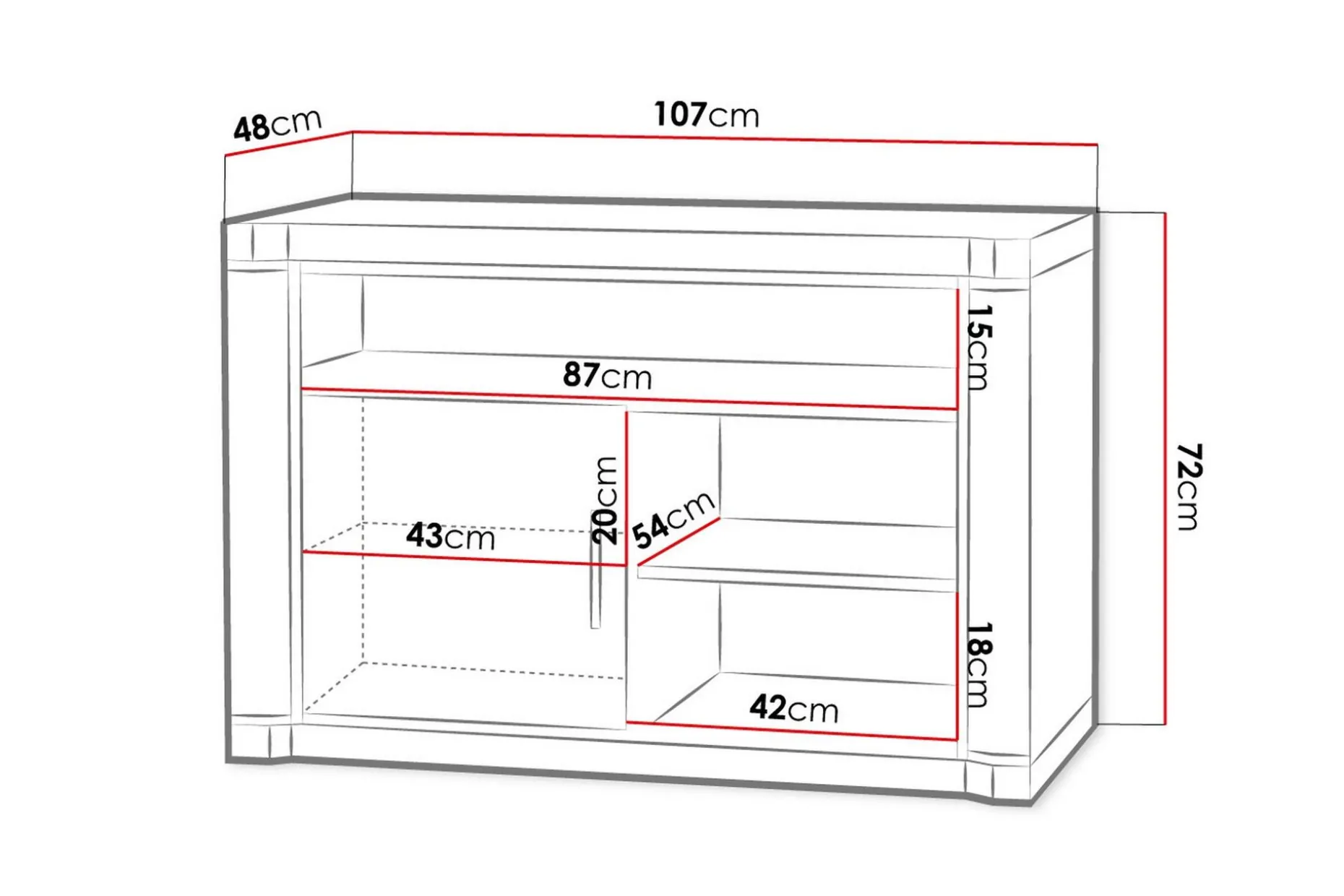 Dallas TV-bänk 107x48x72 cm LED-belysning