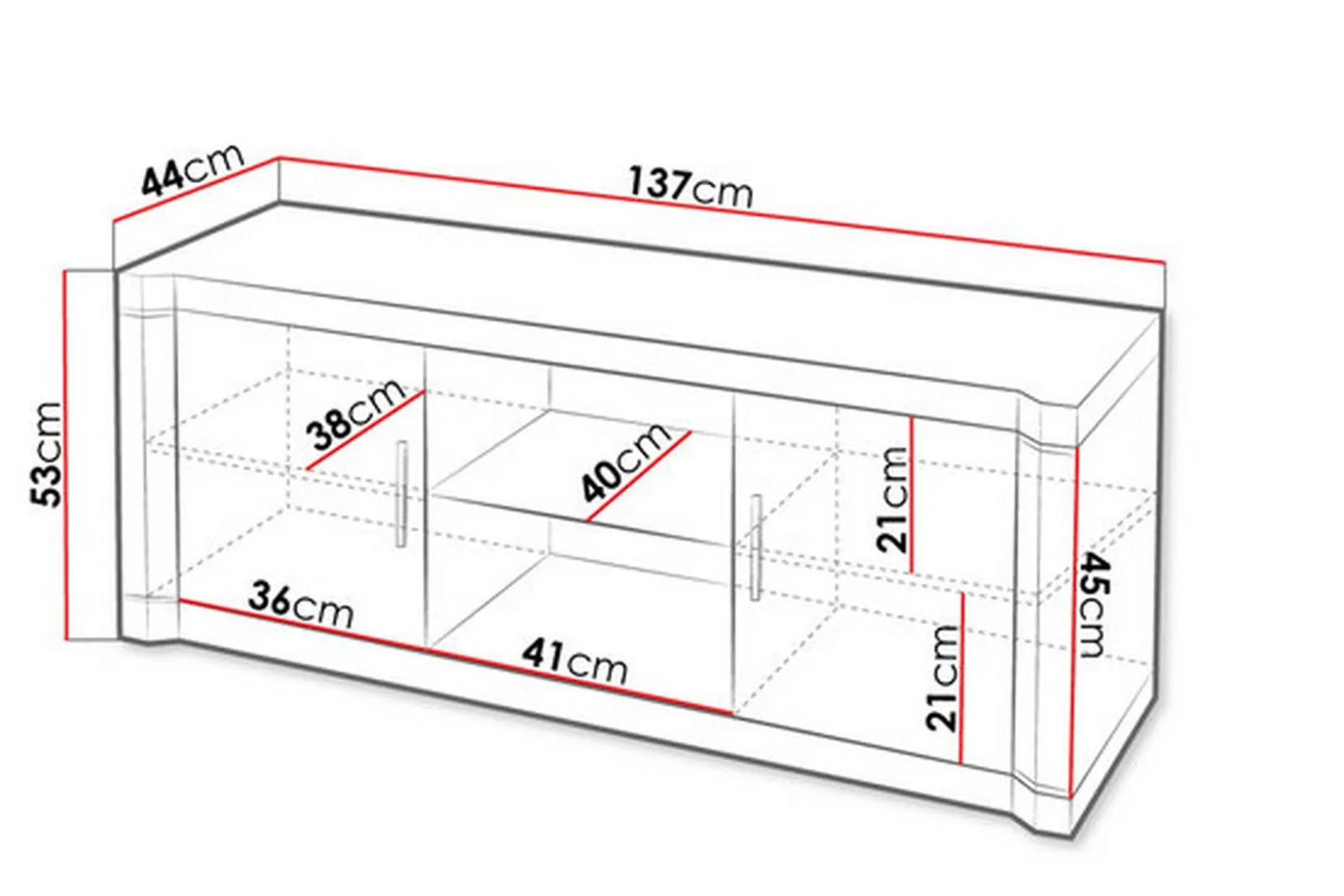 Dallas TV-bänk 137x44x53 cm LED-belysning
