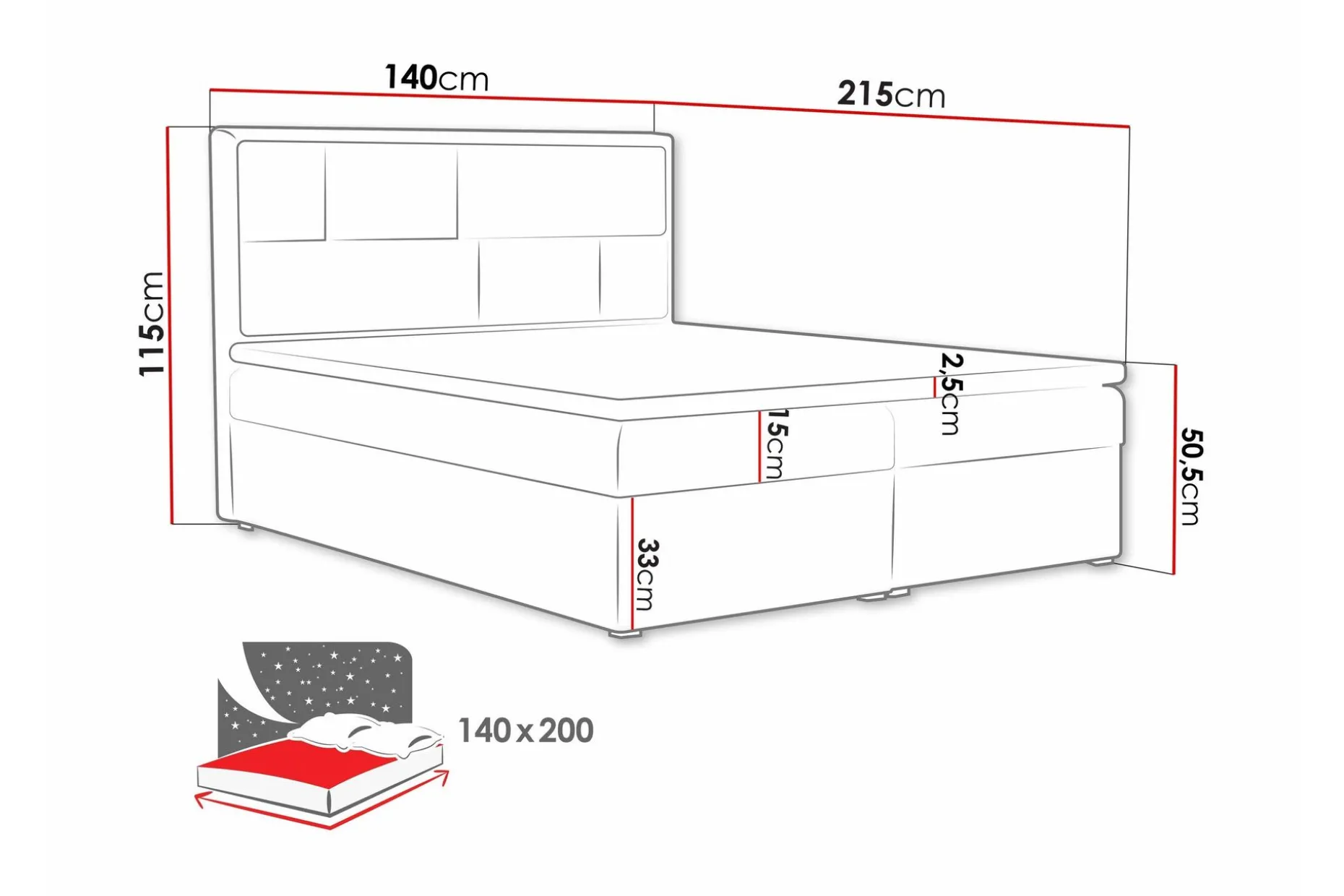 Deco Kontinentalsäng 140x215cm