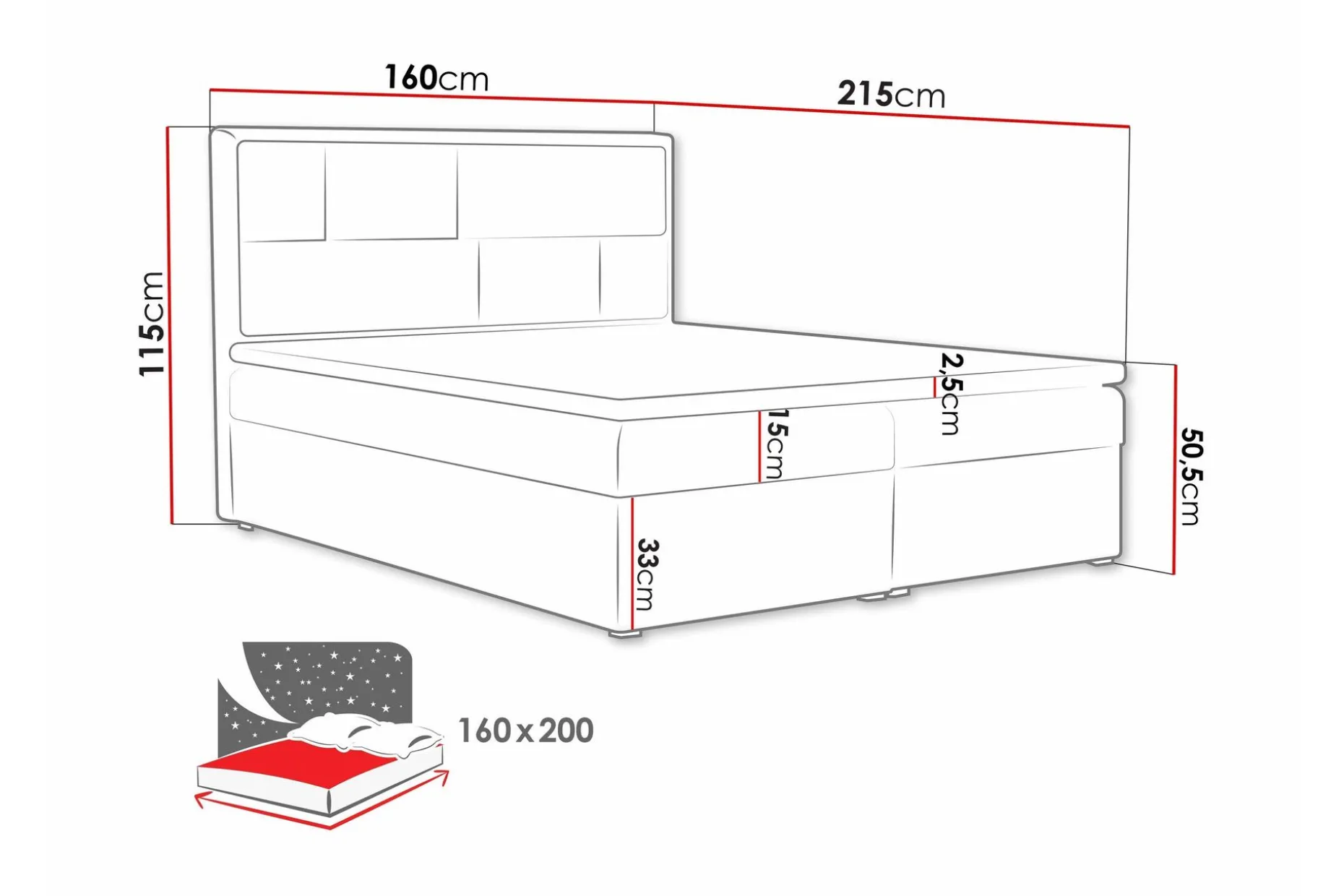 Deco Kontinentalsäng 160x215cm