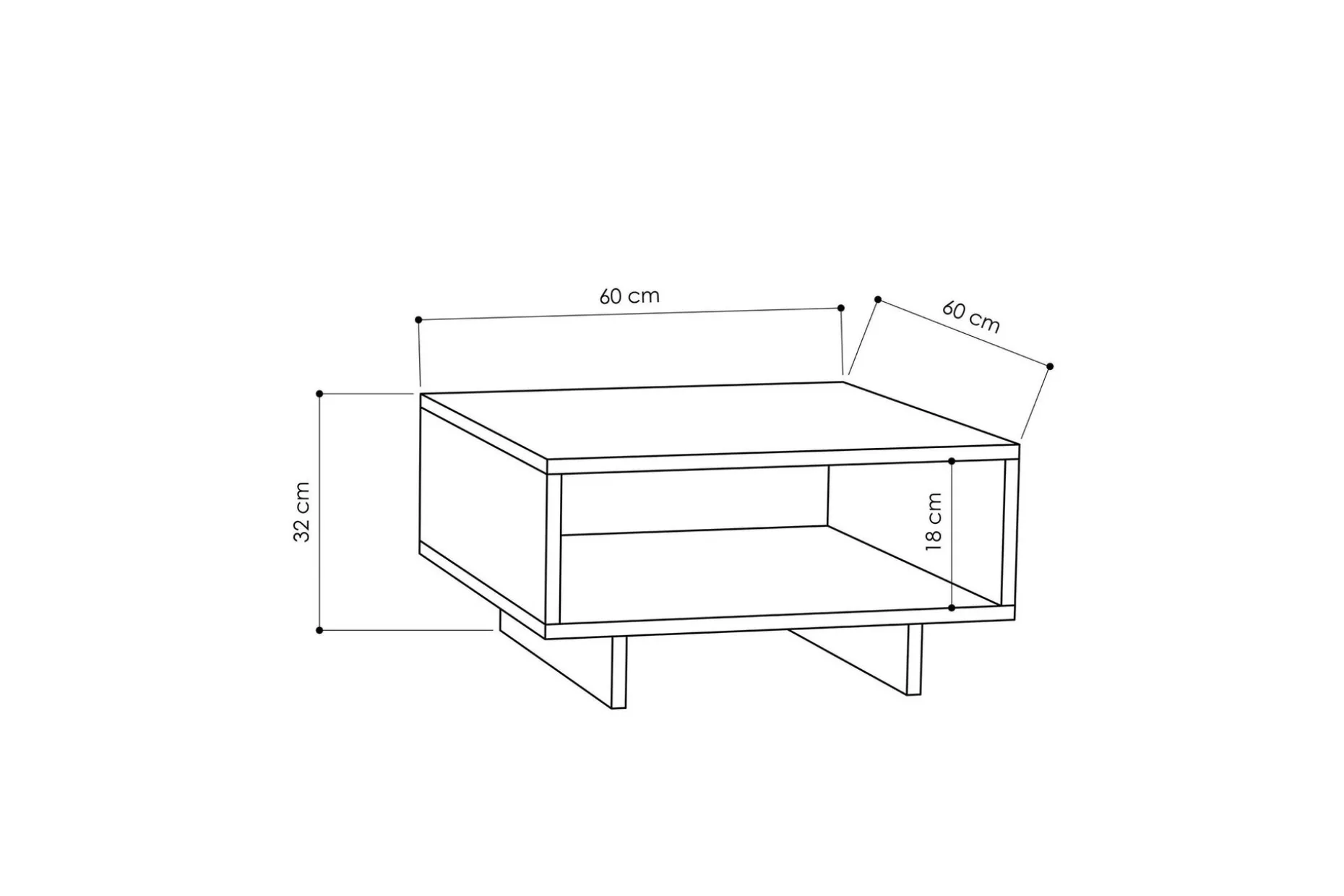Decorta Soffbord 60 cm med Förvaring Hylla