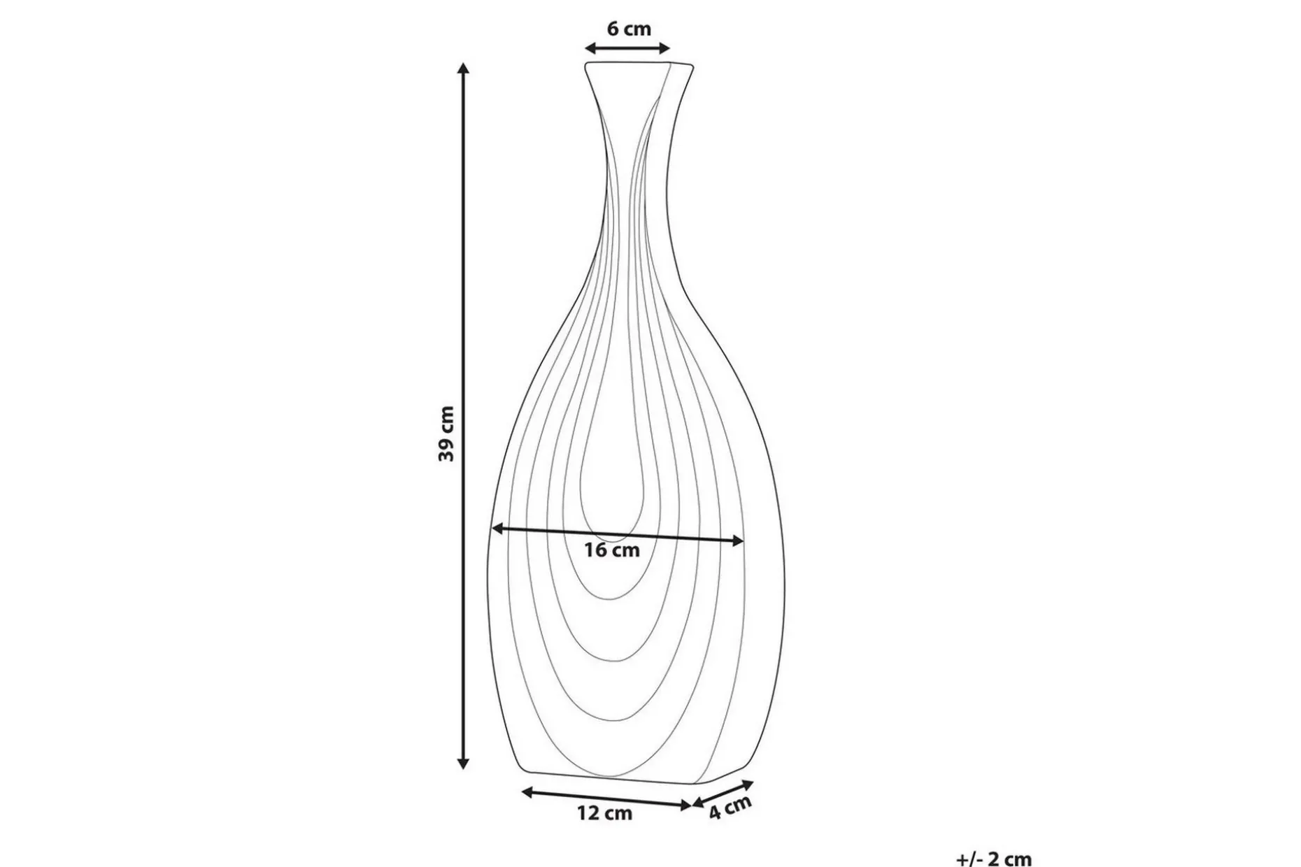 Dekorationsvas Thapsus Svart, 16x4x39 cm
