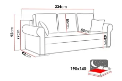 Denegal 3-sits Bäddsoffa Brown/Beige
