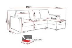 Denegal 3-sits Hörnbäddsoffa