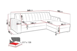 Denegal 3-sits Hörnbäddsoffa Dark grey