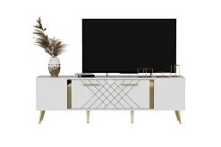 Detas Tv-bänk 150x35 cm Vit/Guld
