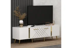 Detas Tv-bänk 150x35 cm Vit/Guld