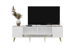 Detas Tv-bänk 150x35 cm Vit/Guld