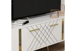 Detas Tv-bänk 150x35 cm Vit/Guld