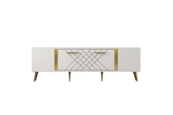 Detas Tv-bänk 150x35 cm Vit/Guld