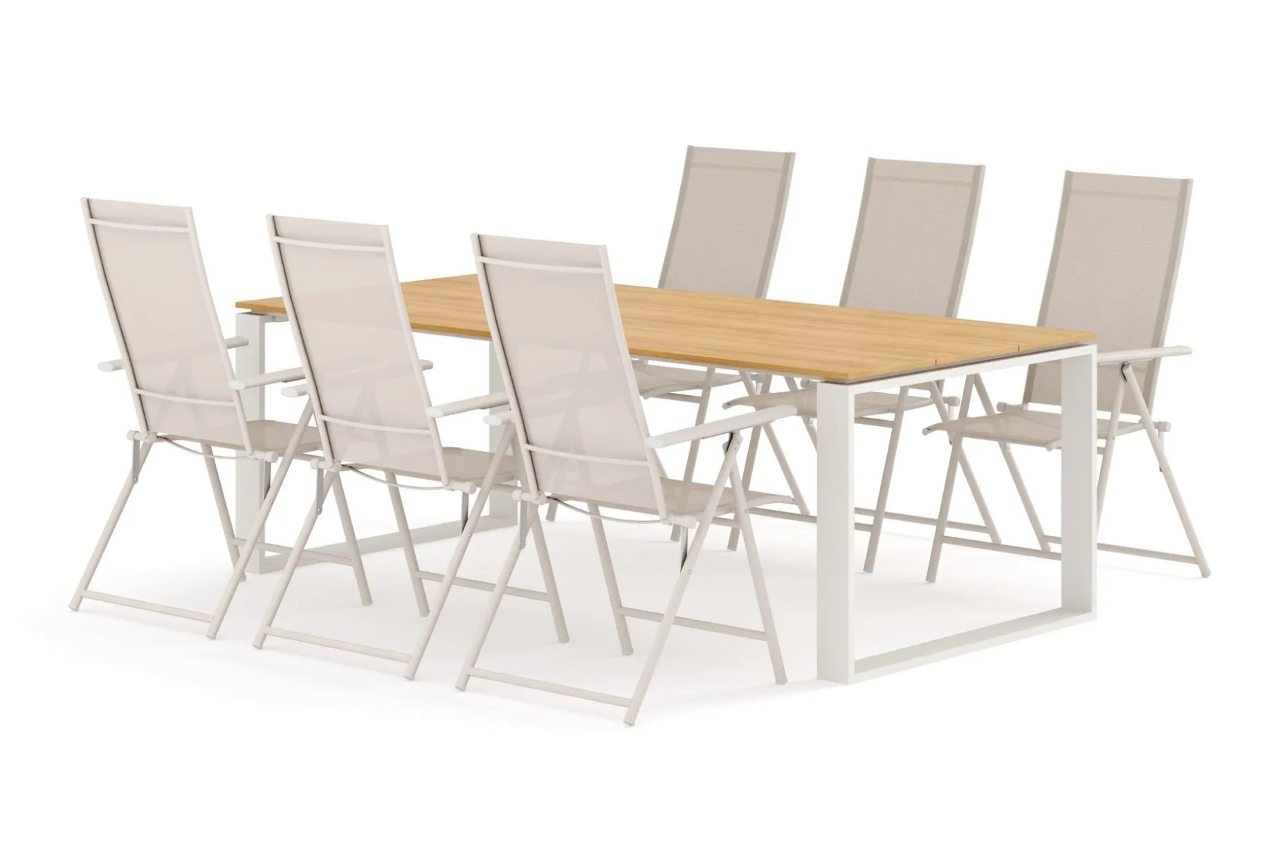 Devon utomhus matgrupp 210x100 cm med 6 Sanna positionsstolar