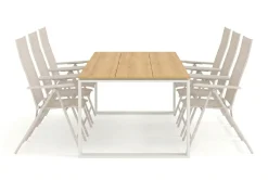 Devon utomhus matgrupp 210x100 cm med 6 Sanna positionsstolar