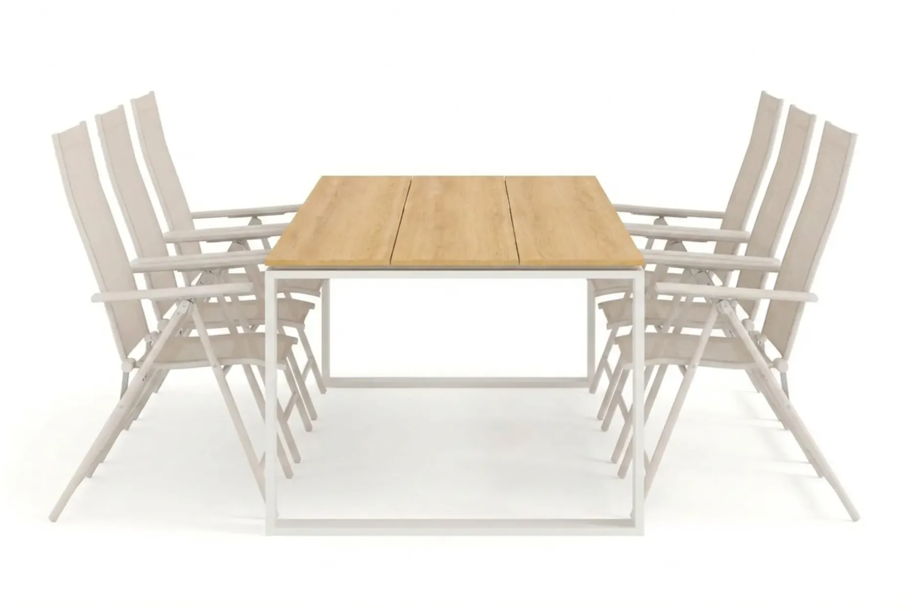 Devon utomhus matgrupp 210x100 cm med 6 Sanna positionsstolar