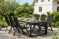 Devon utomhus matgrupp 210x100 cm med 6 Monaco Light positionsstolar