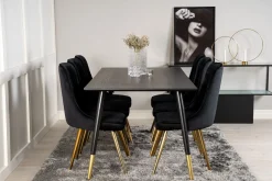 Dipp Matgrupp 180 cm Rektangulär med 6 Velvet Deluxe stolar