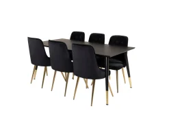 Dipp Matgrupp 180 cm Rektangulär med 6 Velvet Deluxe stolar