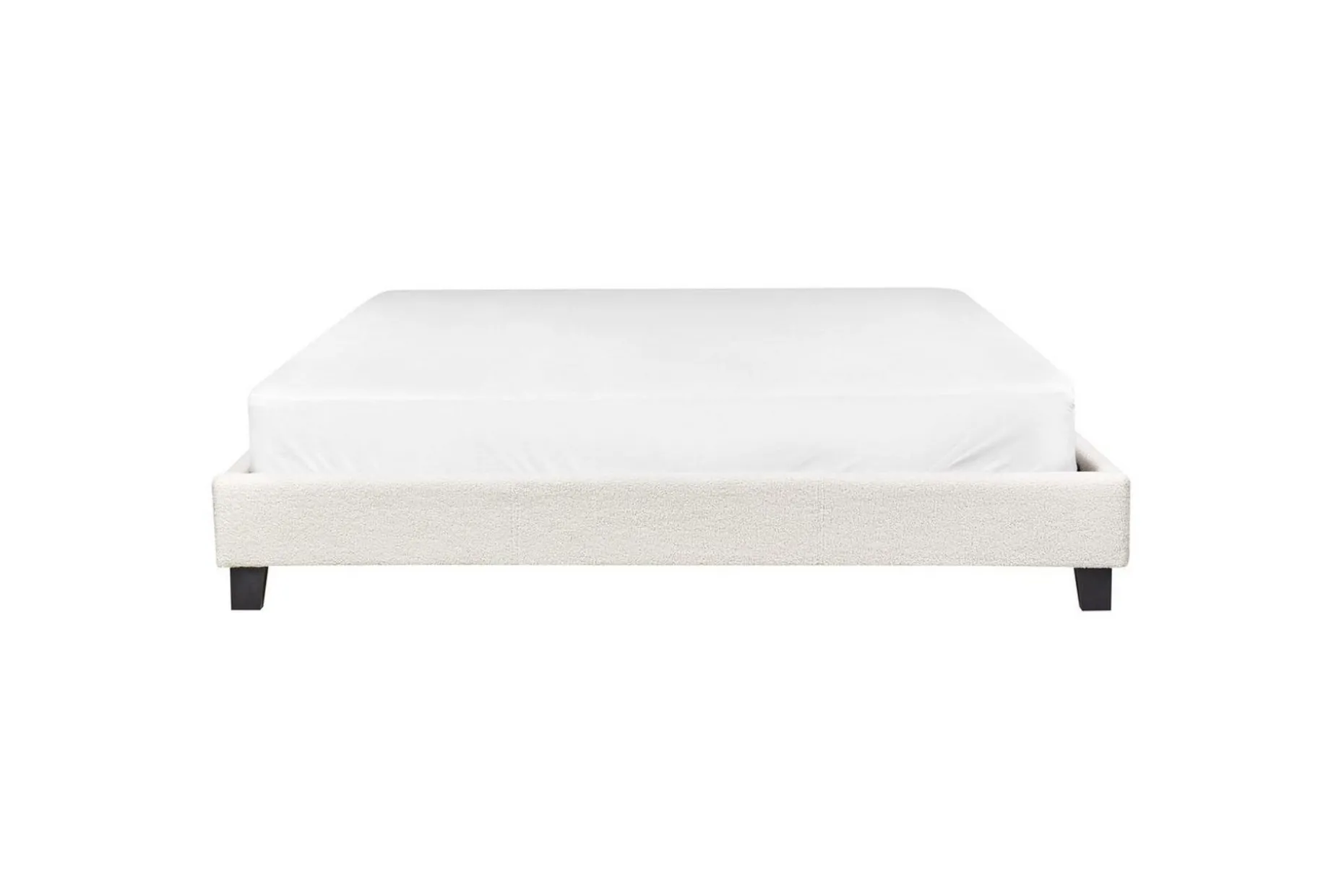 Dubbelsäng Roanne med lamellram Beige-Mörkt Trä, 180x200 cm, Bouclé