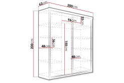 Dunkra Garderob m. Spegel 200x200 cm