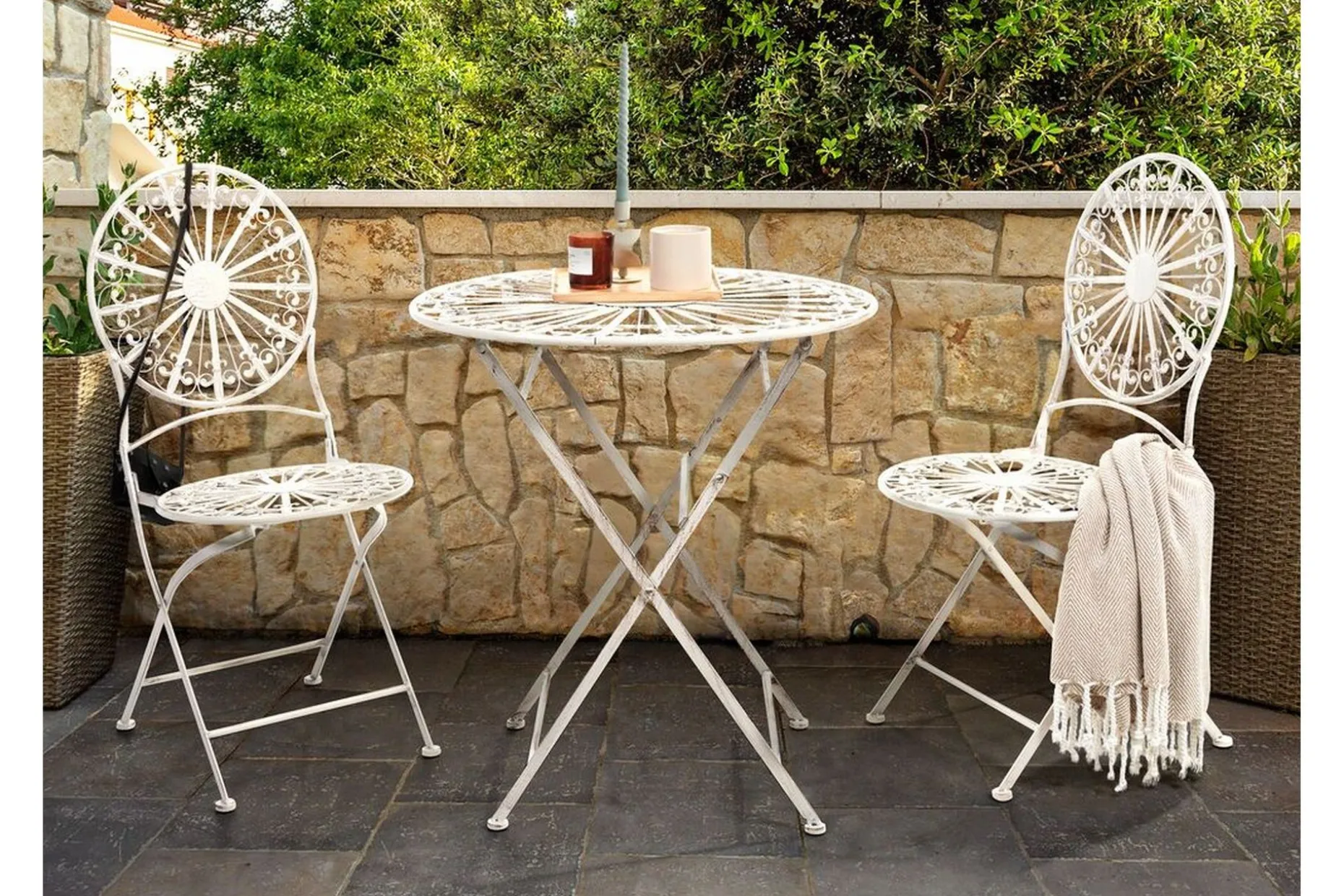 Dursley Runt Hopfällbart Cafébord och Kaffebord Utomhus 45 cm Metall