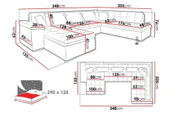 Dynir Soffa med Divan och Schäslong 4-sits