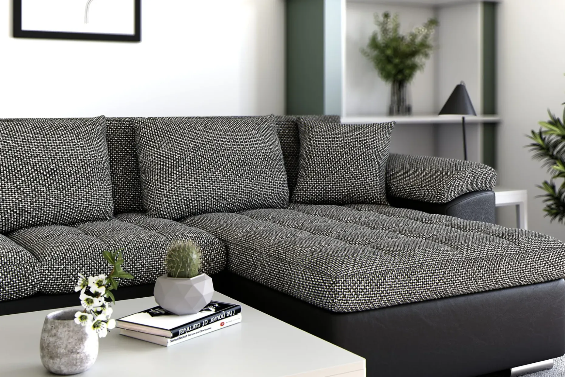 Dynir Stor Hörnbäddsoffa Divan med Förvaring Höger 350 cm