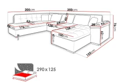 Dynir Stor Hörnbäddsoffa Divan med Förvaring Höger 350 cm