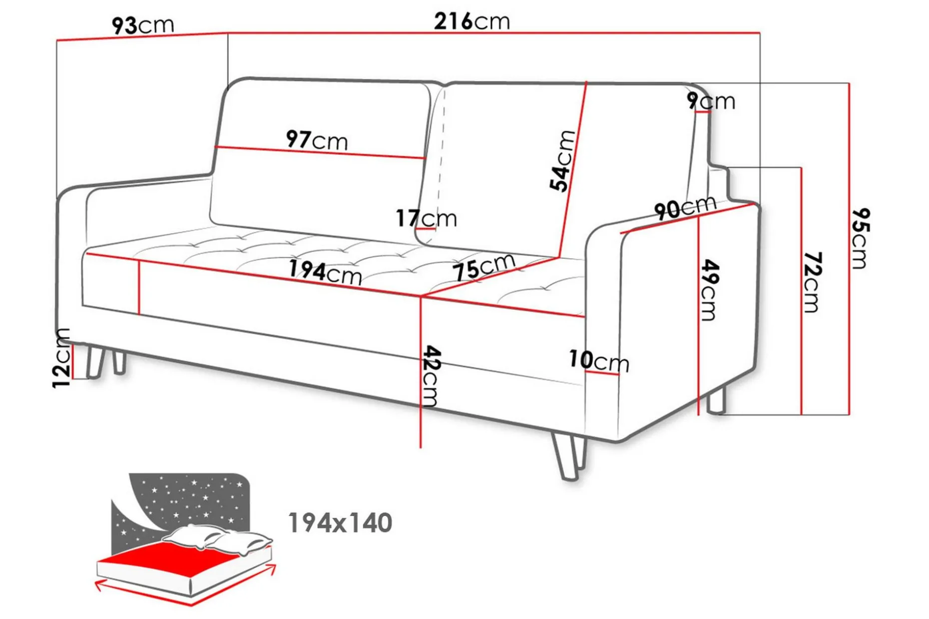 Eirado 4-sits Bäddsoffa