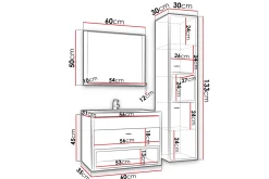 Ekomi Möbelset för Badrum 133 cm