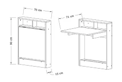 Elegancia Väggskrivbord 70 cm med Förvaring Hylla Utfällbart