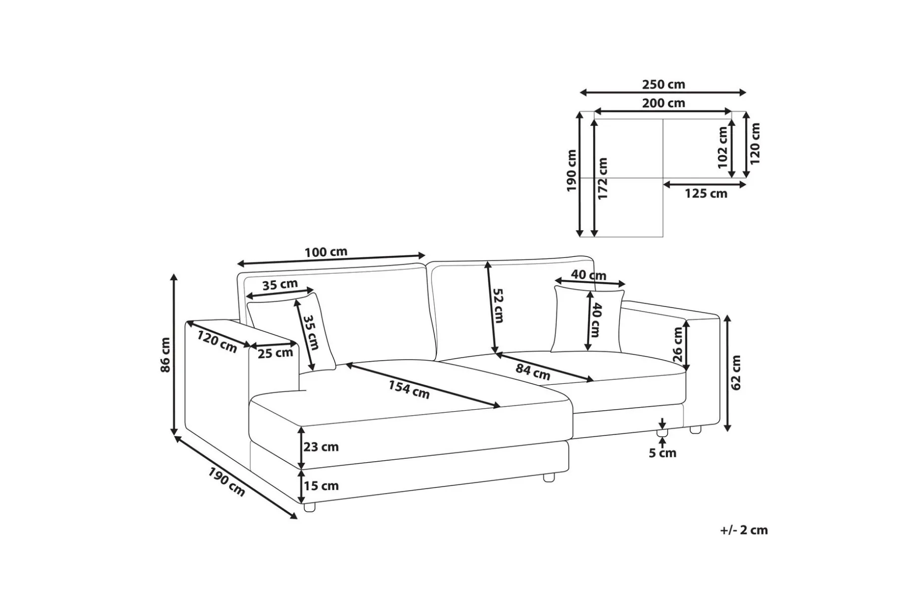 Ersi Soffa med Divan 3-sits