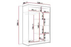 Estella Garderob med Spegel 120x200 cm