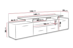Evora TV-bänk 194x39x39 cm LED-belysning