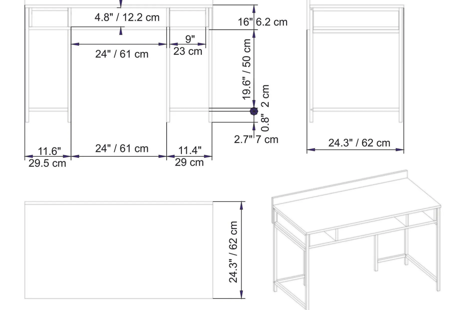 Fagersanna Skrivbord 120 cm med Förvaring Hyllor