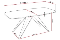 Ferro Matbord 198 cm