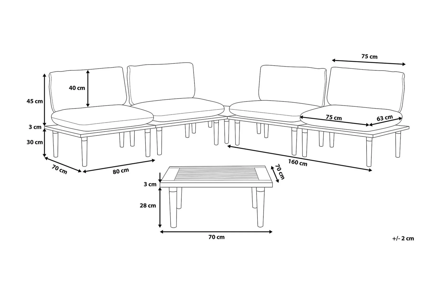 Frascati Loungegrupp Utomhus 80 cm