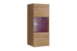 Frick Vägghängt Vitrinskåp Vit LED Belysning 32 cm djup 45 cm bred 117 cm hög Trä Ek Glas