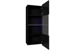 Frick Vägghängt Vitrinskåp Vit LED Belysning 32 cm djup 45 cm bred 117 cm hög Trä Ek Glas