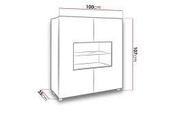 Frick Vitrinskåp Blå LED Belysning 35 cm djup 100 cm bred 107 cm hög Ljust Trä Glas