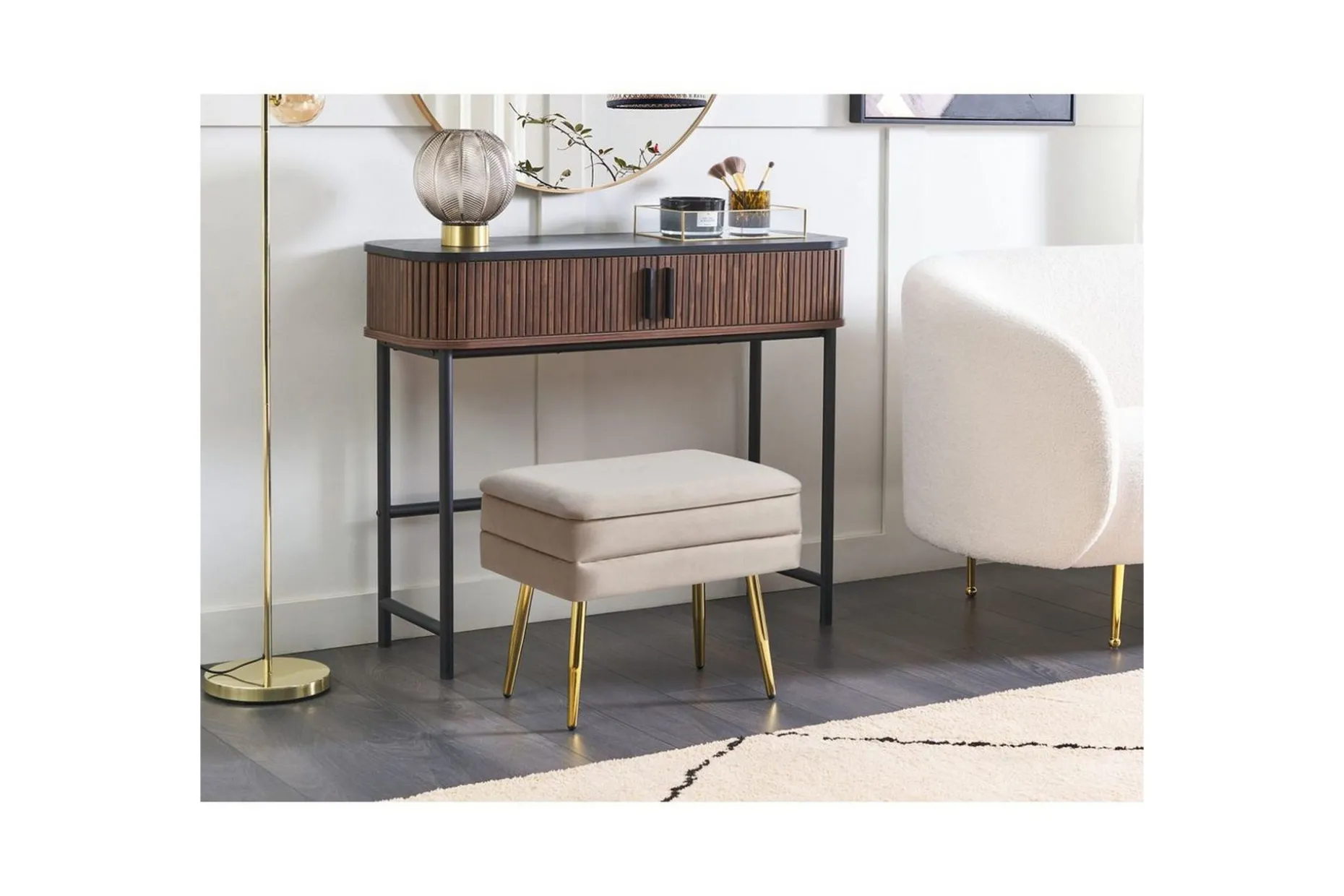 Förvaringsbänk Odessa Beige/guld