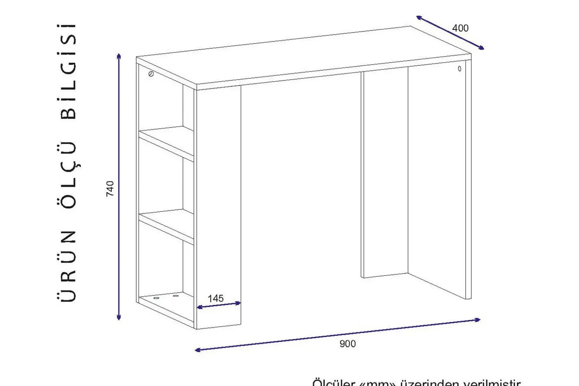 Furny Home Skrivbord 90 cm med Förvaring Hylla