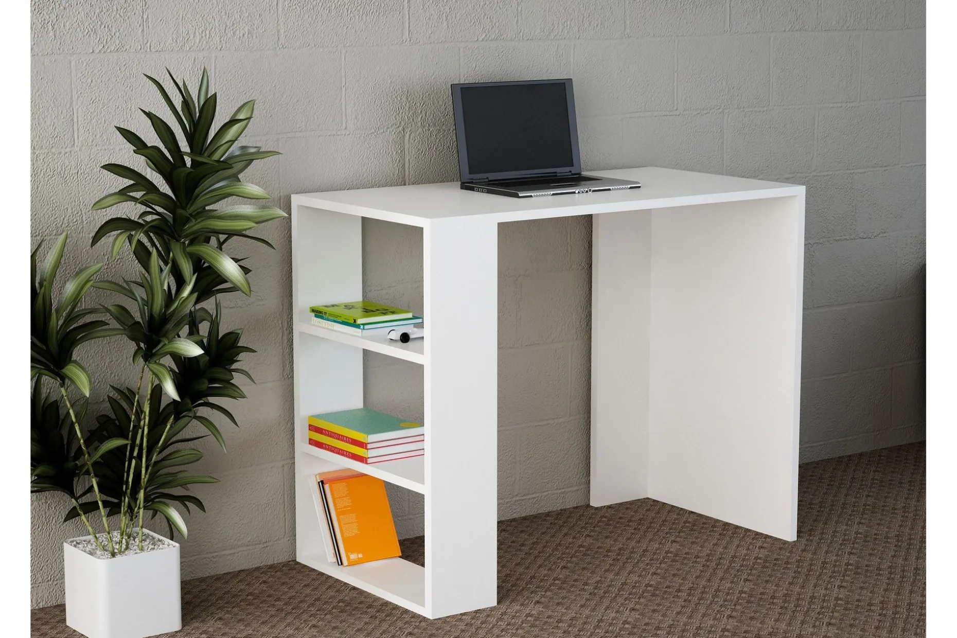 Furny Home Skrivbord 90 cm med Förvaring Hylla