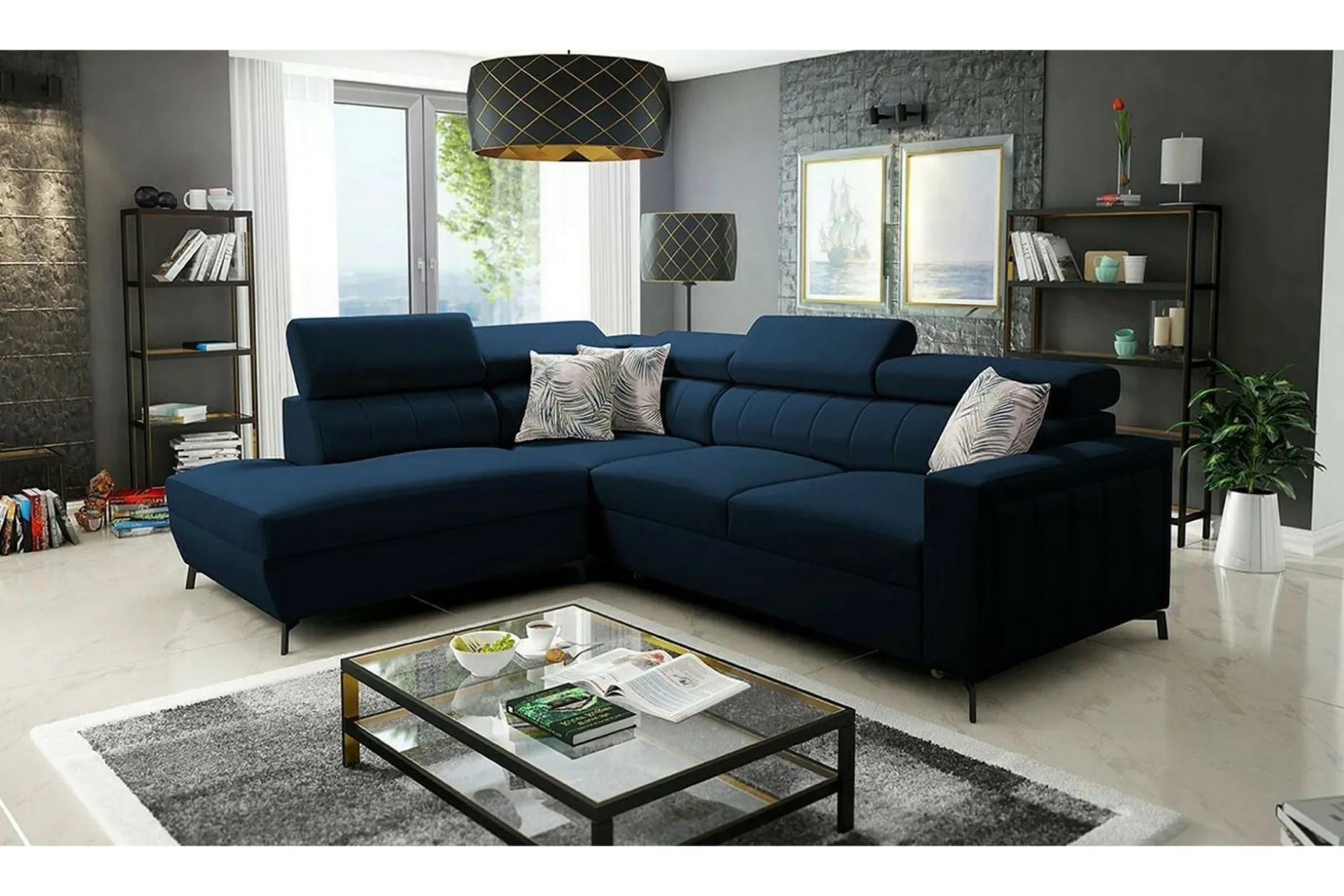 Galbally 3-sits Hörnbäddsoffa Dark blue