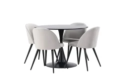 Glade Matgrupp 100 cm Rund med 4 Velvet stolar