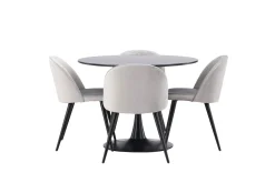 Glade Matgrupp 100 cm Rund med 4 Velvet stolar