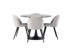 Glade Matgrupp 100 cm Rund med 4 Velvet stolar