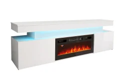 Glenndale Tv bänk med Förvaring + LED kamin + Belysning 190 cm