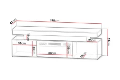 Glenndale Tv bänk med Förvaring + LED kamin + Belysning 190 cm